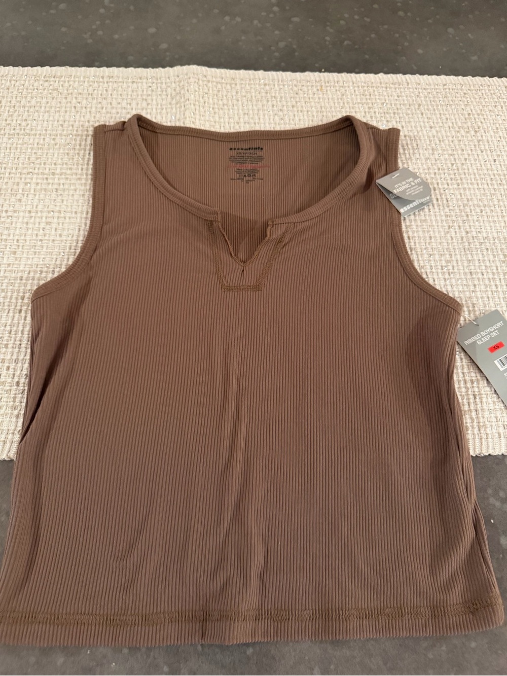 essentials  Ribbed Tank Top in Chocolate Brown